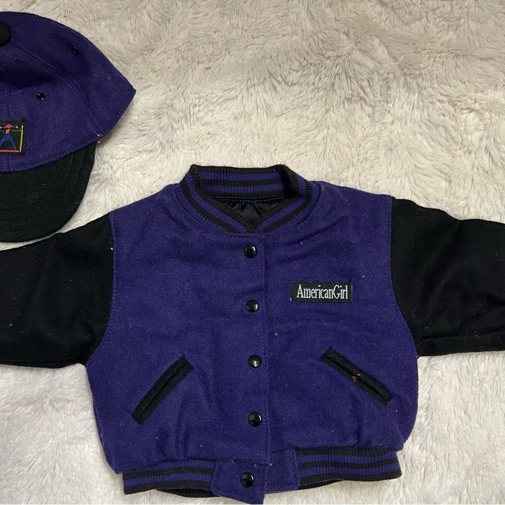 American Girl  Vintage Purple Wool Varsity Jacket and Hat